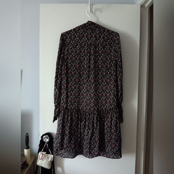 JOIE Silk Chiffon Tiered Floral JAMIRA Dress in Caviar M - Picture 3 of 5